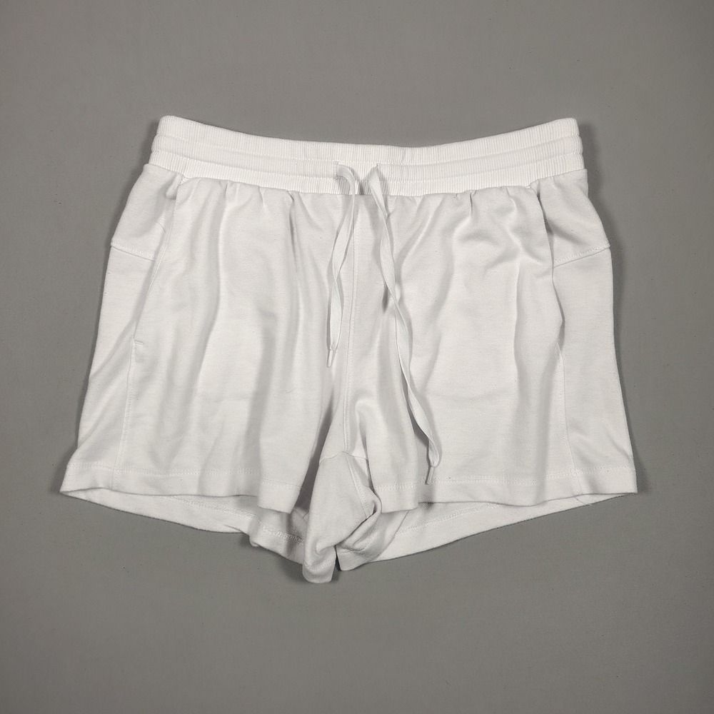 RBX Athletic Shorts Womens M White Drawstring Pockets Solid Jersey Polyester